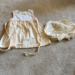 Charming Cream and Gold Kids Dress Set